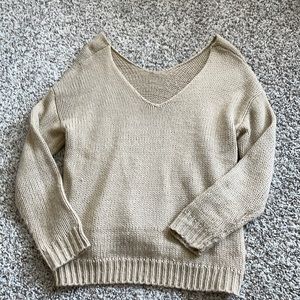 Tan V-neck Sweater